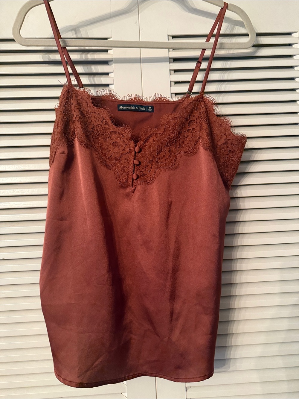 Abercrombie & Fitch Rust Lace-Trim Satin Cami